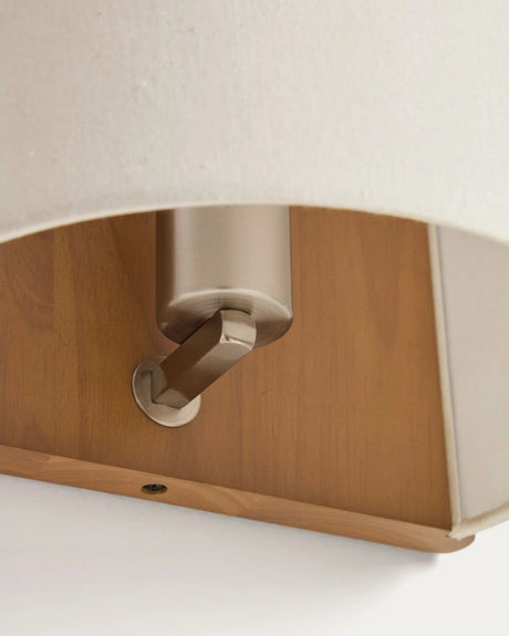 Wandleuchte Umbran aus hellbraunem oder dunkelbraunem Kautschukholz und Leinen in Beige von Kave Home – Bild 7