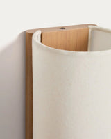 Wandleuchte Umbran aus hellbraunem oder dunkelbraunem Kautschukholz und Leinen in Beige von Kave Home – Bild 4