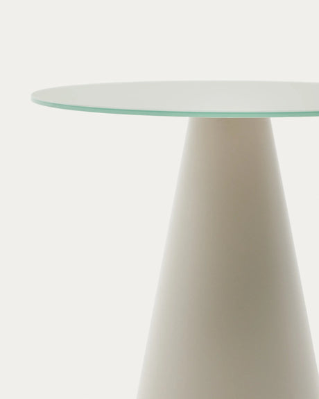 Wilshire Beistelltisch aus gehärtetem Glas und Metall matt grau lackiert Ø 50 cm von Kave Home – Produktbild 2