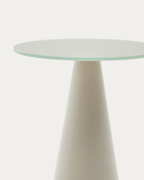 Wilshire Beistelltisch aus gehärtetem Milchglas und Stahl matt grau lackiert Ø35 cm von Kave Home – Produktbild 2