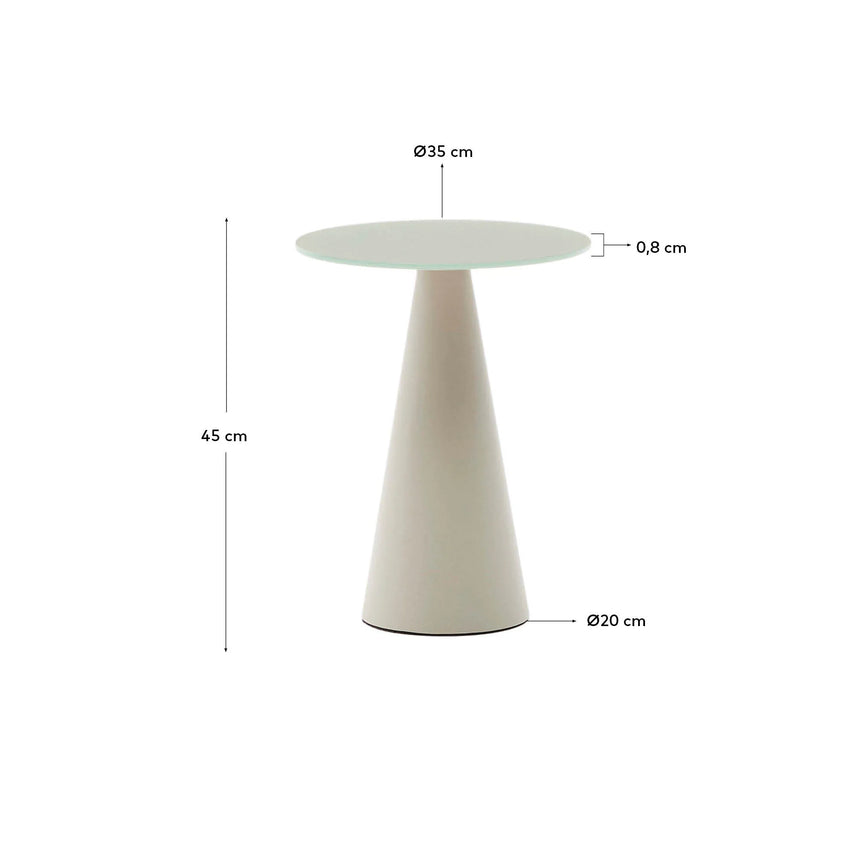 Wilshire Beistelltisch aus gehärtetem Milchglas und Stahl matt grau lackiert Ø35 cm von Kave Home – Produktbild 3