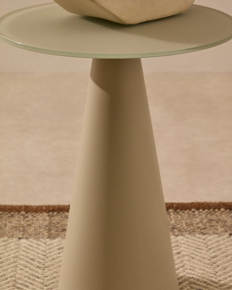 Wilshire Beistelltisch aus gehärtetem Milchglas und Stahl matt grau lackiert Ø35 cm von Kave Home – Produktbild 5