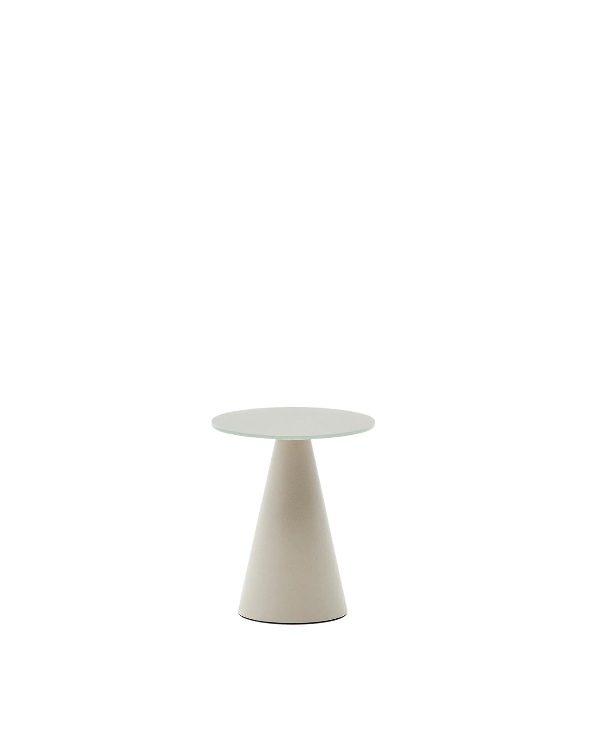 Wilshire Beistelltisch aus gehärtetem Milchglas und Stahl matt grau lackiert Ø35 cm von Kave Home – Produktbild 6
