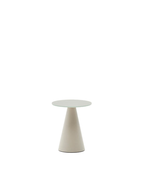 Wilshire Beistelltisch aus gehärtetem Milchglas und Stahl matt grau lackiert Ø35 cm von Kave Home – Produktbild 6