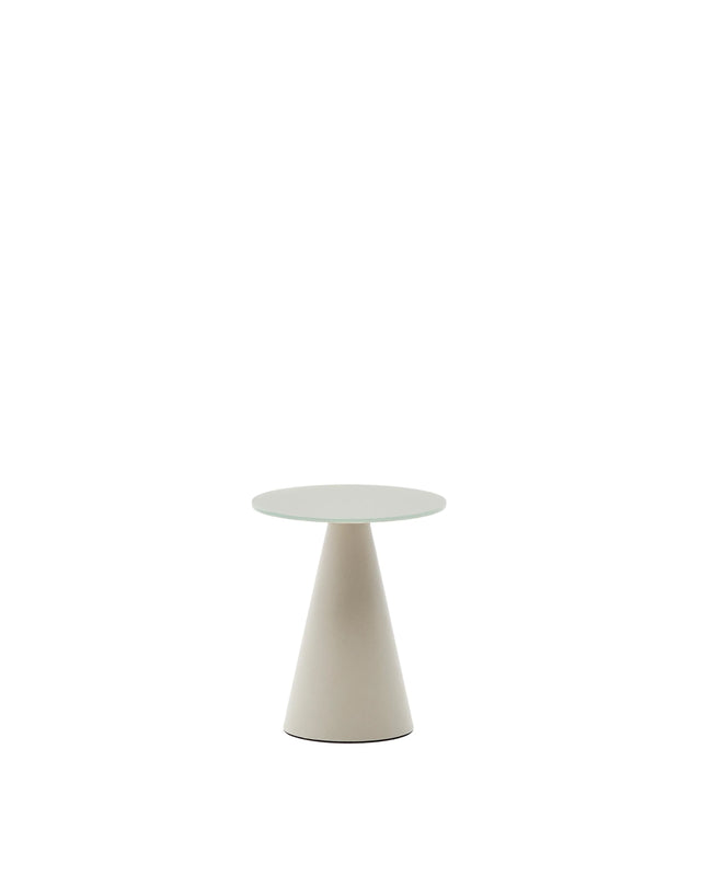 Wilshire Beistelltisch aus gehärtetem Milchglas und Stahl matt grau lackiert Ø35 cm von Kave Home – Produktbild 6