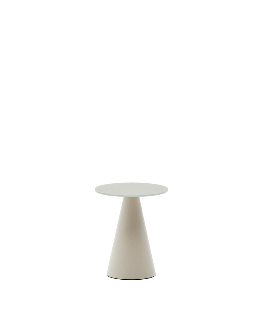 Wilshire Beistelltisch aus gehärtetem Milchglas und Stahl matt grau lackiert Ø35 cm von Kave Home – Produktbild 6