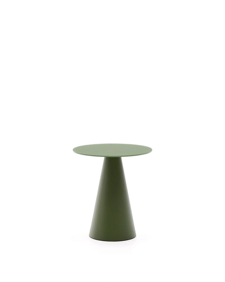 Wilshire Beistelltisch aus gehärtetem Milchglas und Stahl matt grün lackiert Ø50 cm von Kave Home – Produktbild 1
