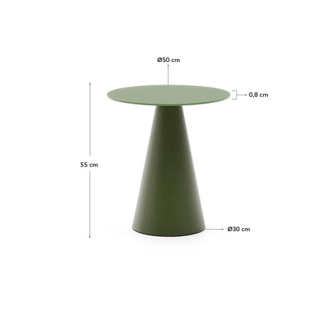 Wilshire Beistelltisch aus gehärtetem Milchglas und Stahl matt grün lackiert Ø50 cm von Kave Home – Produktbild 4