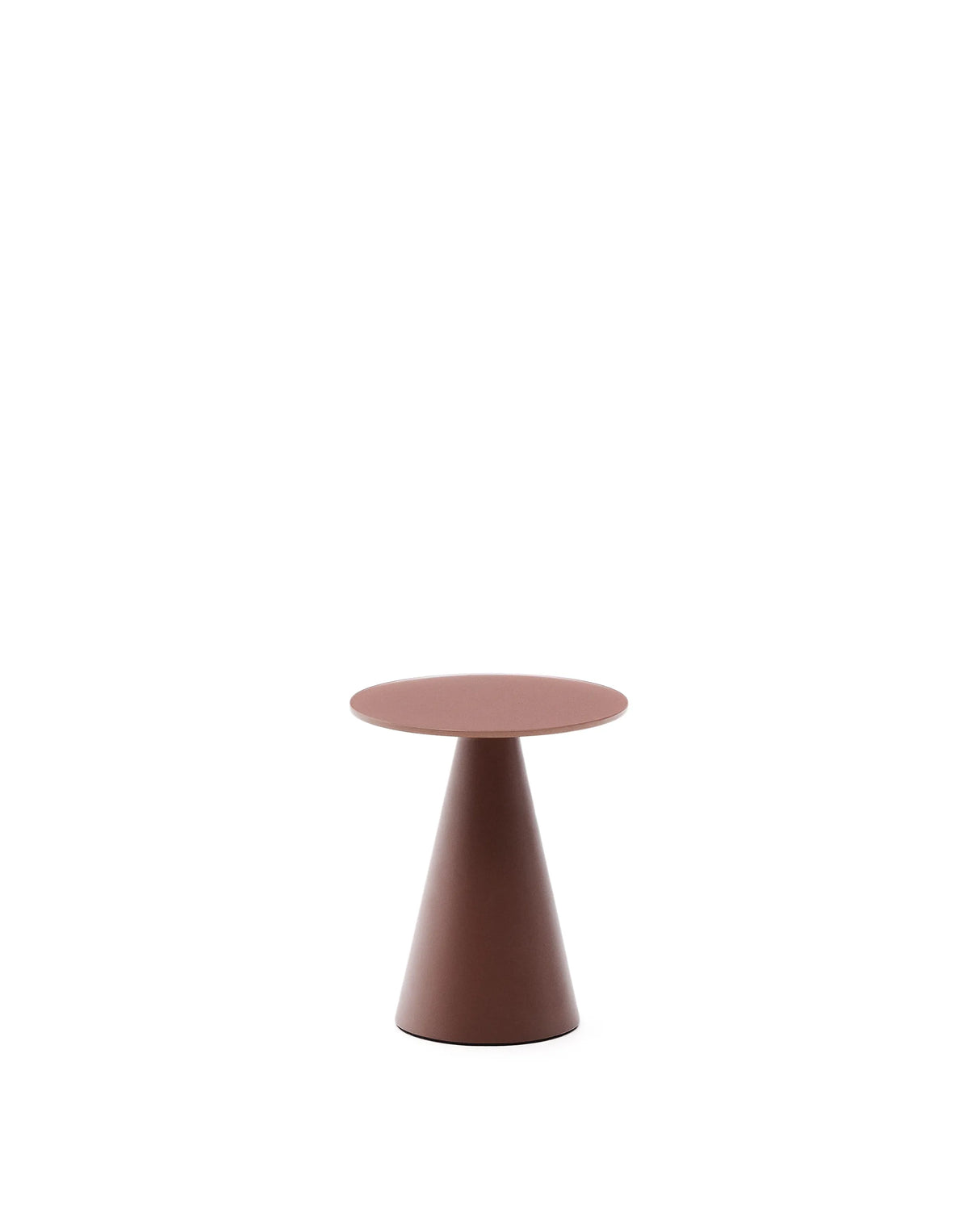 Wilshire Beistelltisch aus gehärtetem Milchglas und Stahl matt terracottafarben lackiert Ø35 cm von Kave Home – Produktbild 1