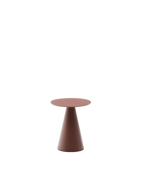 Wilshire Beistelltisch aus gehärtetem Milchglas und Stahl matt terracottafarben lackiert Ø35 cm von Kave Home – Produktbild 1