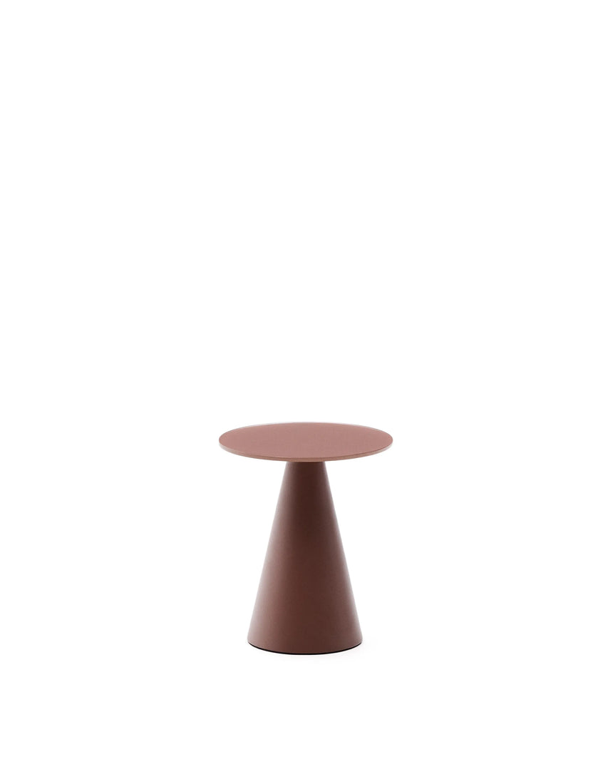 Wilshire Beistelltisch aus gehärtetem Milchglas und Stahl matt terracottafarben lackiert Ø35 cm von Kave Home – Produktbild 1