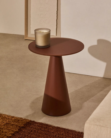 Wilshire Beistelltisch aus gehärtetem Milchglas und Stahl matt terracottafarben lackiert Ø35 cm von Kave Home – Produktbild 2