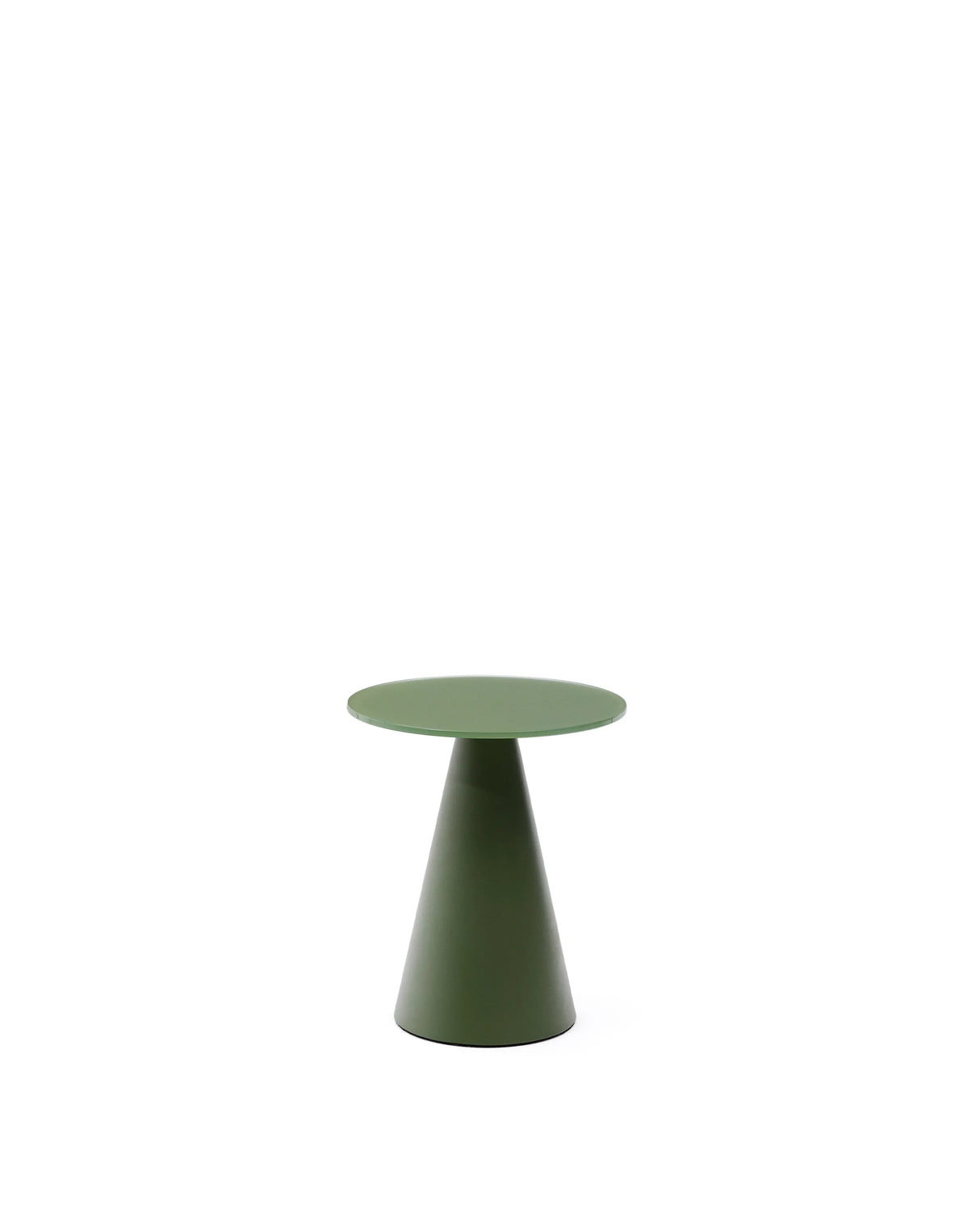Wilshire Beistelltisch aus gehärteten Milchglas und Stahl matt grün lackiert Ø35 cm von Kave Home – Produktbild 1