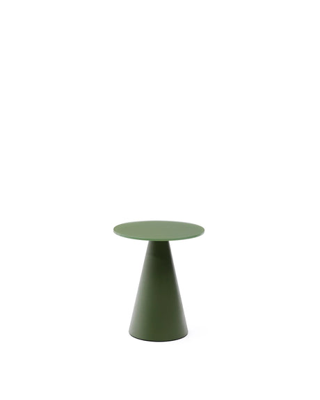 Wilshire Beistelltisch aus gehärteten Milchglas und Stahl matt grün lackiert Ø35 cm von Kave Home – Produktbild 1