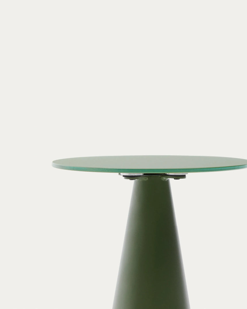 Wilshire Beistelltisch aus gehärteten Milchglas und Stahl matt grün lackiert Ø35 cm von Kave Home – Produktbild 5