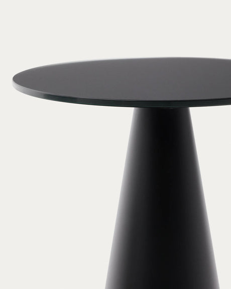 Wilshire Beistelltisch aus gehärteten Milchglas und Stahl matt schwarz lackiert Ø35 cm von Kave Home – Produktbild 2