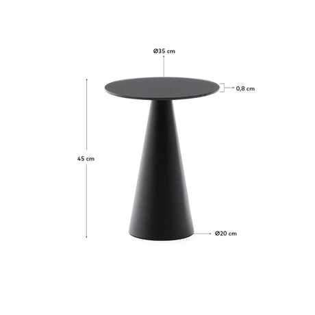 Wilshire Beistelltisch aus gehärteten Milchglas und Stahl matt schwarz lackiert Ø35 cm von Kave Home – Produktbild 3