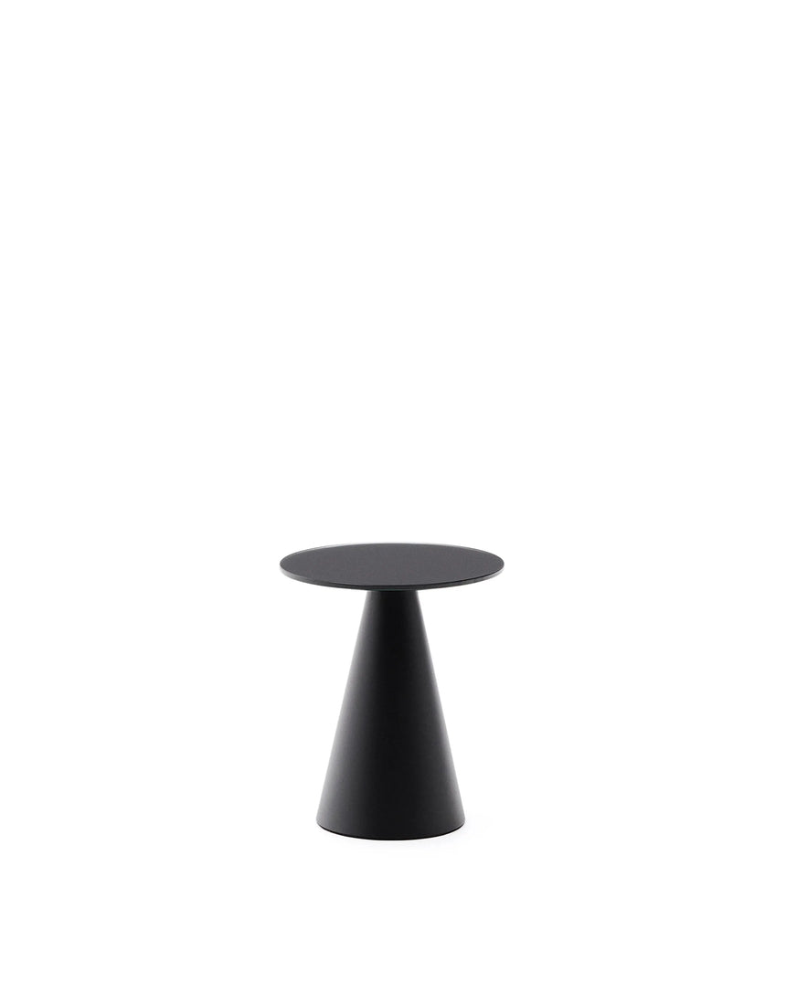 Wilshire Beistelltisch aus gehärteten Milchglas und Stahl matt schwarz lackiert Ø35 cm von Kave Home – Produktbild 6