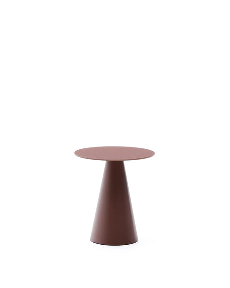 Wilshire Beistelltisch  aus gehärteten Milchglas und Stahl matt terracottafarben lackiert Ø50 cm von Kave Home – Produktbild 1