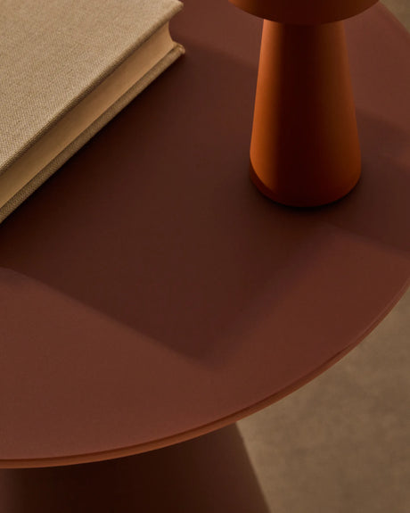 Wilshire Beistelltisch  aus gehärteten Milchglas und Stahl matt terracottafarben lackiert Ø50 cm von Kave Home – Produktbild 3