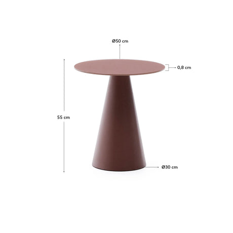 Wilshire Beistelltisch  aus gehärteten Milchglas und Stahl matt terracottafarben lackiert Ø50 cm von Kave Home – Produktbild 4