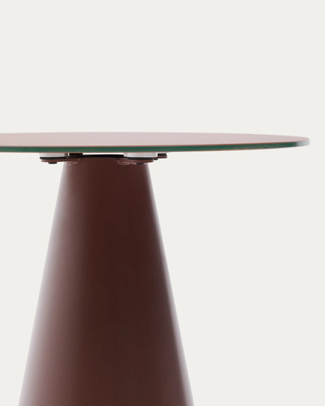 Wilshire Beistelltisch  aus gehärteten Milchglas und Stahl matt terracottafarben lackiert Ø50 cm von Kave Home – Produktbild 5
