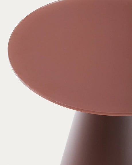 Wilshire Beistelltisch  aus gehärteten Milchglas und Stahl matt terracottafarben lackiert Ø50 cm von Kave Home – Produktbild 6
