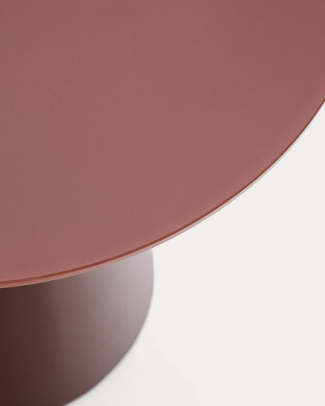 Wilshire Beistelltisch  aus gehärteten Milchglas und Stahl matt terracottafarben lackiert Ø50 cm von Kave Home – Produktbild 7