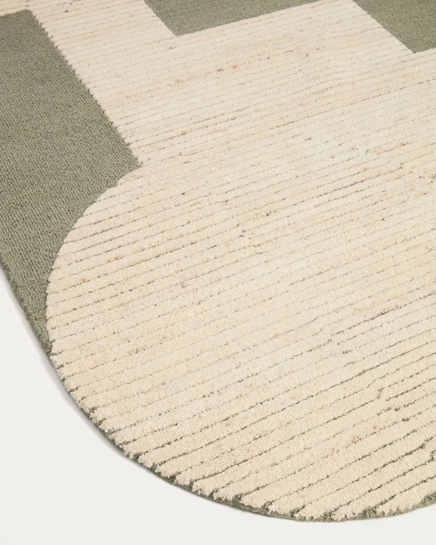 Wollteppich Bralen mit Jacquardmuster, grün und beige, 200 x 300 cm von Kave Home – Bild 2