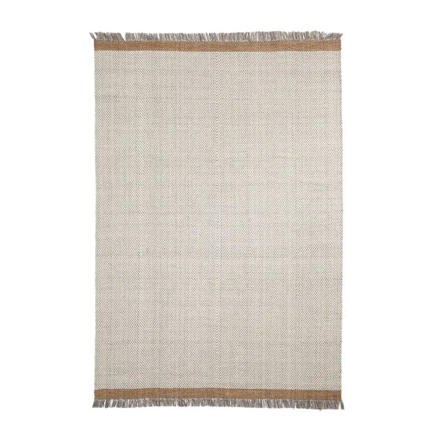 Wollteppich Brina mit Jacquard-Fischgrätmuster, beige, 300 x 200 cm von Kave Home – Bild 1