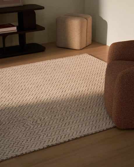 Wollteppich Calira mit Jacquard-Flechtmuster, beige, 230 x 160 cm von Kave Home – Bild 2