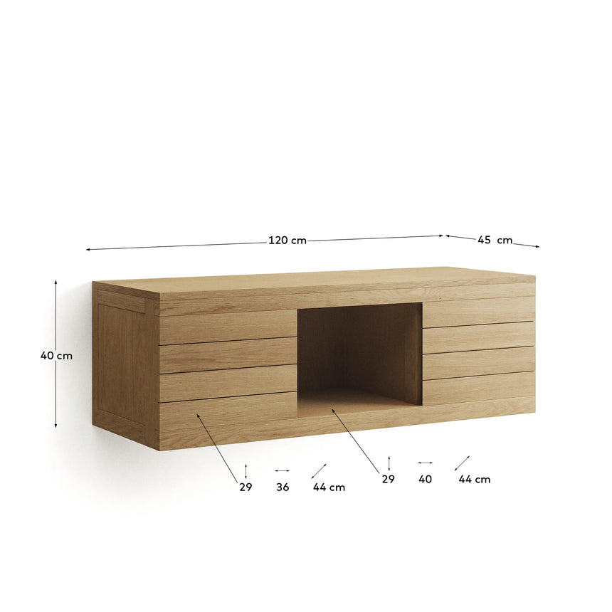 Yenit Badezimmermöbel aus massivem Teakholz mit natürlichem Finish 120 x 45 cm von Kave Home – Produktbild 2