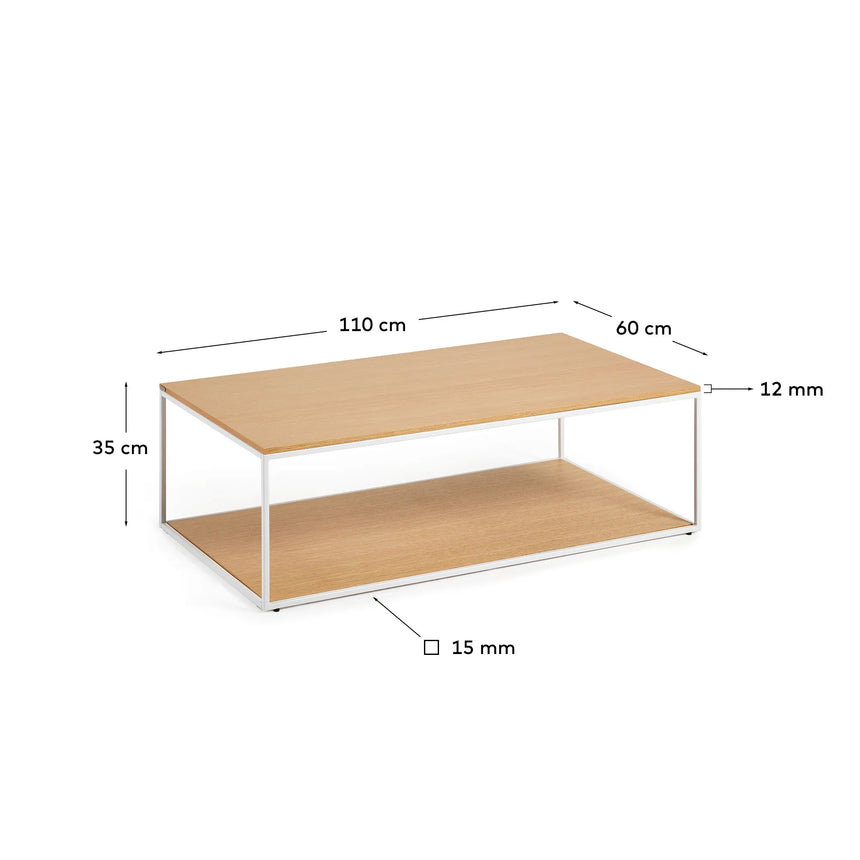 Yoana Couchtisch aus Eichenfurnier und Metallgestell in Weiß 110 x 60 cm von Kave Home – Produktbild 3