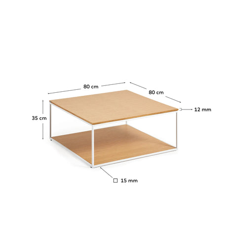 Yoana Couchtisch aus Eichenfurnier und weißem Metall 80 x 80 cm von Kave Home – Produktbild 3