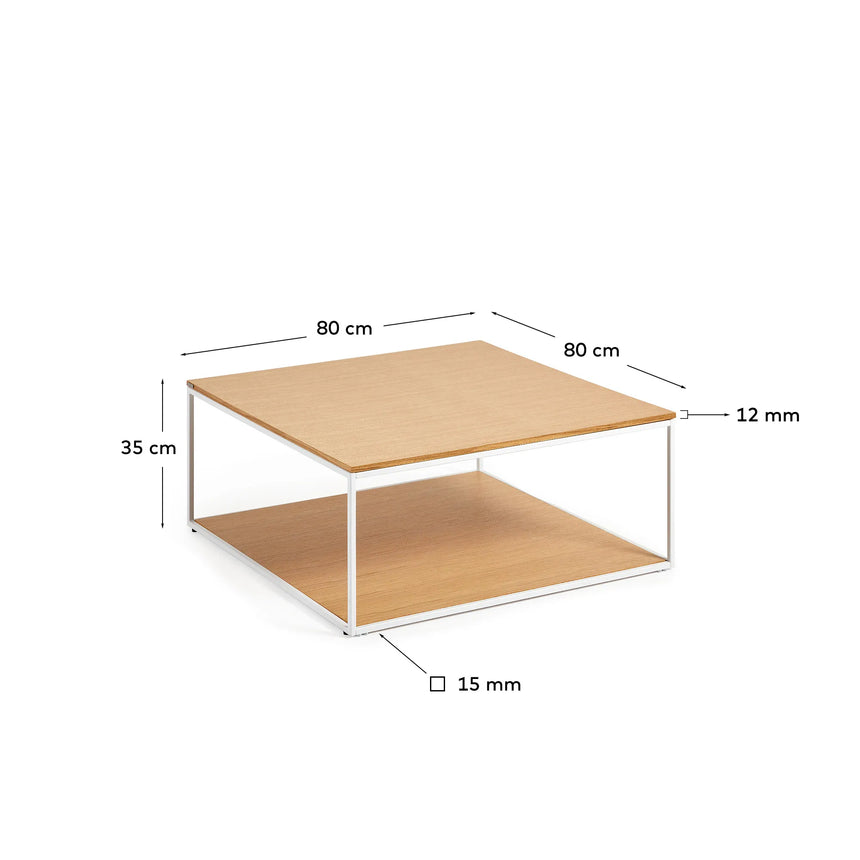 Yoana Couchtisch aus Eichenfurnier und weißem Metall 80 x 80 cm von Kave Home – Produktbild 3