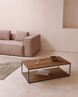 Yoana Couchtisch aus Nussholzfurnier und schwarz lackiertem Metallgestell 110 x 60 cm von Kave Home – Produktbild 4