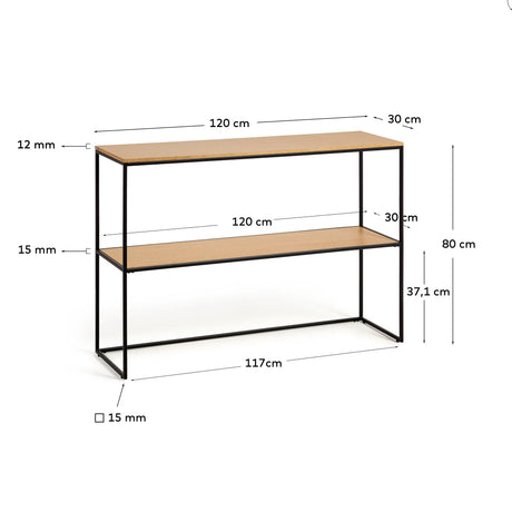 Yoana Konsolentisch aus Eichenfurnier und schwarz lackiertem Metallgestell 120 x 80 cm von Kave Home – Produktbild 4