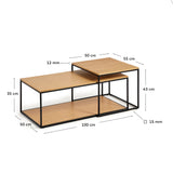 Yoana Set aus 2 Satzbeistelltischen aus Eichenfurnier und schwarz lackiertem Metallgestell von Kave Home – Produktbild 3