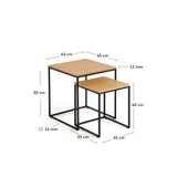 Yoana Set aus 2 Satzbeistelltischen in aus Eichenfurnier und Metall schwarz lackiert von Kave Home – Produktbild 3