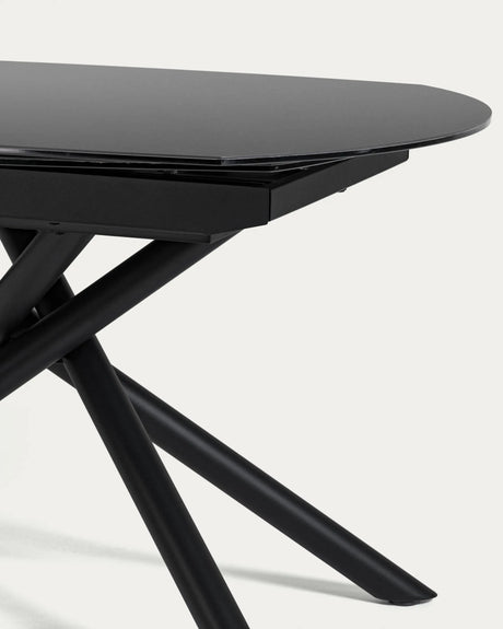 Yodalia Ausziehtisch aus Glas und Stahlbeine mit schwarzem Finish 130 (190) x 100 cm von Kave Home – Produktbild 1