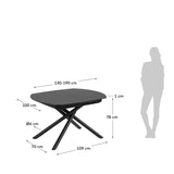 Yodalia Ausziehtisch aus Glas und Stahlbeine mit schwarzem Finish 130 (190) x 100 cm von Kave Home – Produktbild 3