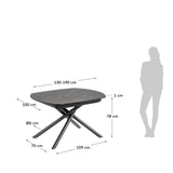 Yodalia ausziehbarer Tisch 130 (190) x 100 cm Feinsteinzeugplatte und schwarze Stahlbeine von Kave Home – Produktbild 4