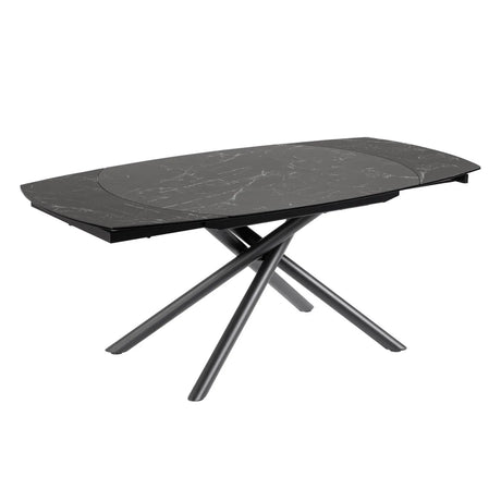 Yodalia ausziehbarer Tisch 130 (190) x 100 cm Feinsteinzeugplatte und schwarze Stahlbeine von Kave Home – Produktbild 7