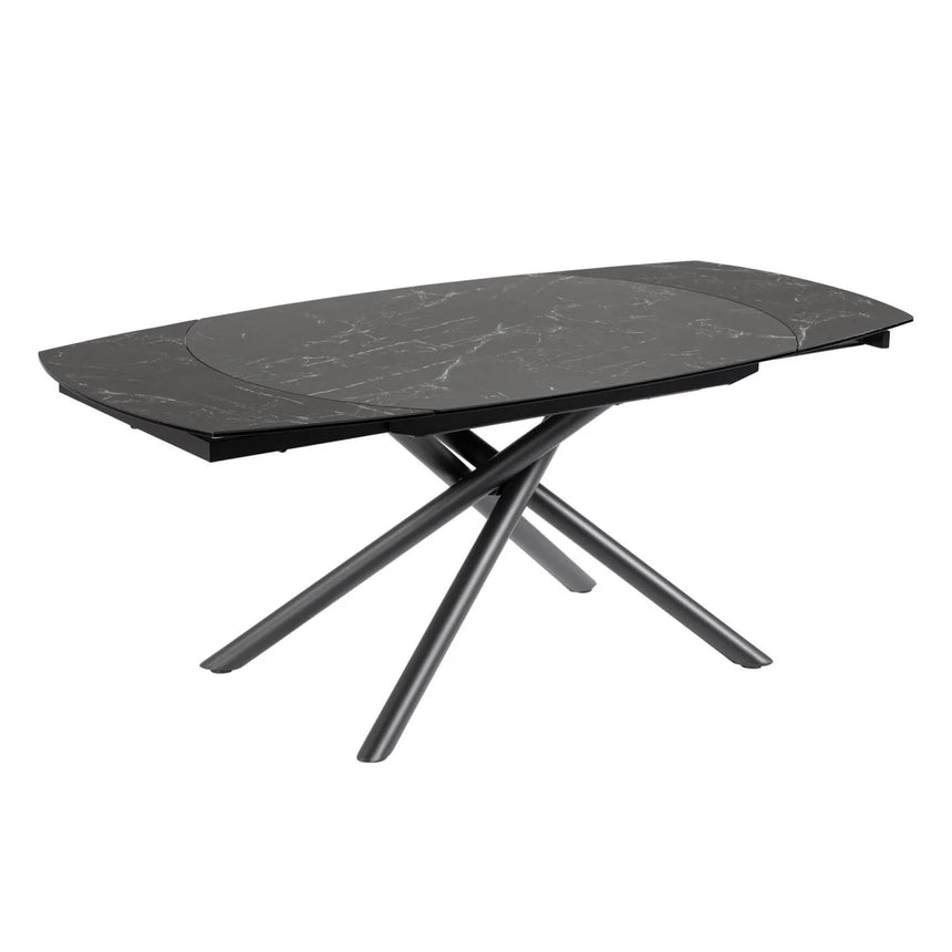 Yodalia ausziehbarer Tisch 130 (190) x 100 cm Feinsteinzeugplatte und schwarze Stahlbeine von Kave Home – Produktbild 7