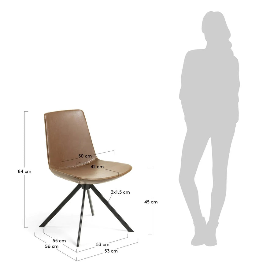 Zeva Stuhl braun und Stahl schwarz von Kave Home – Produktbild 2