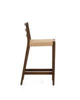 Analy Barhocker mit Rückenlehne aus massivem Eichenholz mit Nussbaum-Finish und Sitzfläche aus Seil, 65 cm, FSC 100% – Bild 4