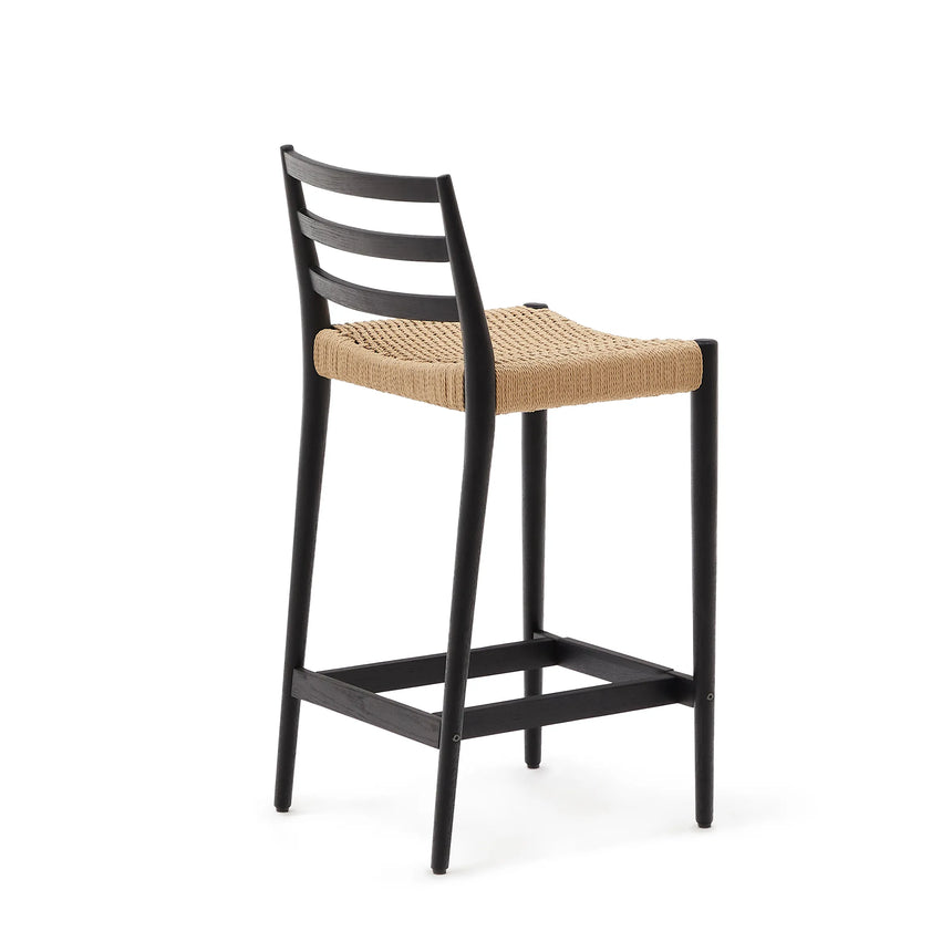 Analy Barhocker Rückenlehne massives Eichenholz mit schwarzem Finishund Seilsitzfläche 70 cm FSC 100% – Bild 12