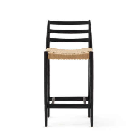 Analy Barhocker Rückenlehne massives Eichenholz mit schwarzem Finishund Seilsitzfläche 70 cm FSC 100% – Bild 14