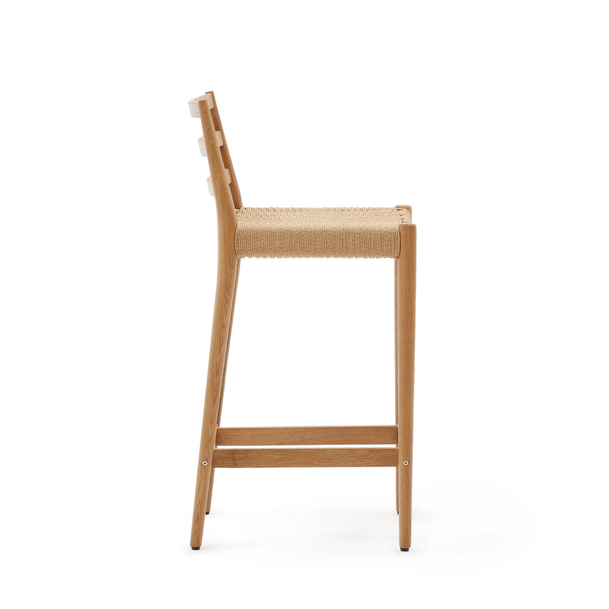 Analy Barhocker Rückenlehne massives Eichenholz mit verschiedenen Finishes und Seilsitzfläche 70 cm FSC 100% – Bild 10