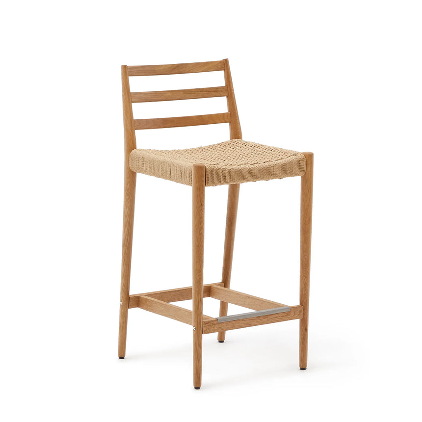 Analy Barhocker Rückenlehne massives Eichenholz mit verschiedenen Finishes und Seilsitzfläche 70 cm FSC 100% – Bild 8